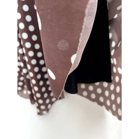 T Tahari Polka Dot Midi Dress Size S Sharkbite Hem Mesh Overlay Retro Pinup Girl - Picture 8 of 12